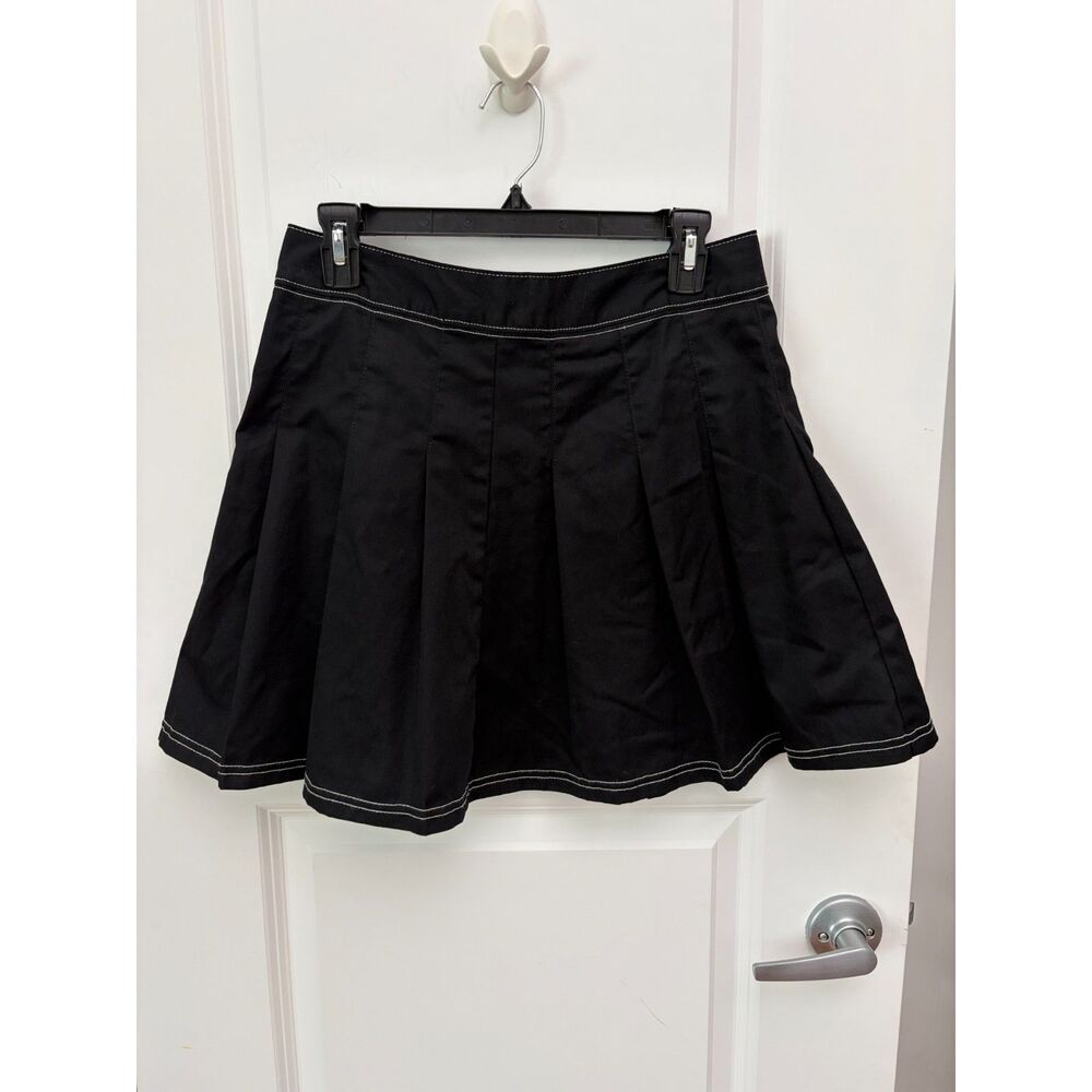 Dickies Womens High Rise Pleated Tennis Skirt Sz 29 Med Black Contrast Stitching